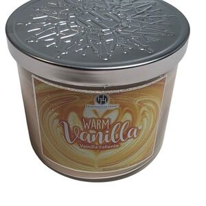 Huntington Home Warm Vanilla Scented Soy Blend Candle 3 Wick 14.5 oz Glass Jar